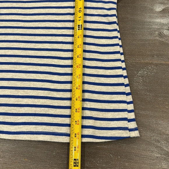 ANTHROPOLOGIE Lili's Closet Blue Striped Ruffle Flare Sleeve Navy Grey Top S - Picture 9 of 10